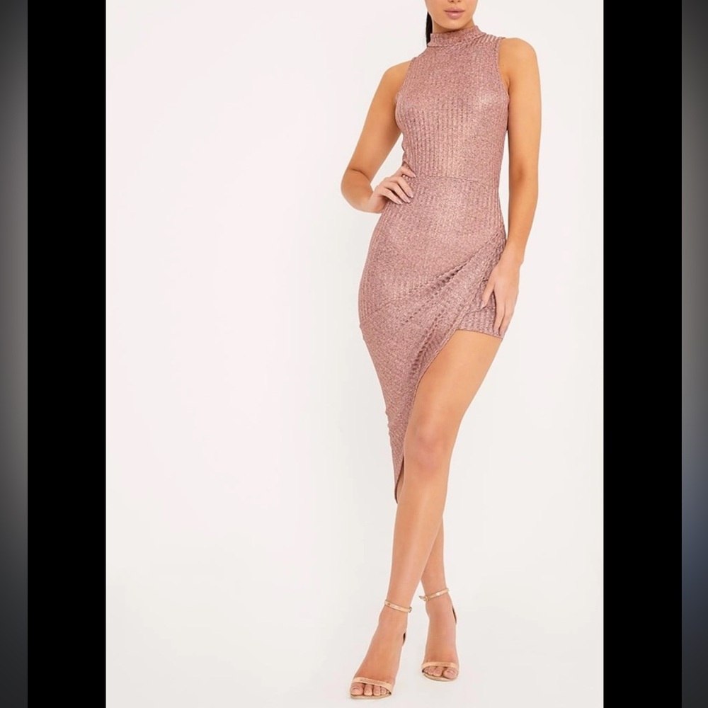 PrettyLittleThing Metallic Knit Dress